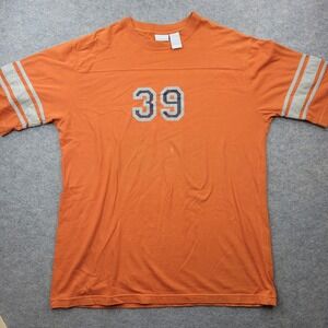 North West Blue Mens Large Orange Football‎ Graphic T-Shirt Short Sleeve